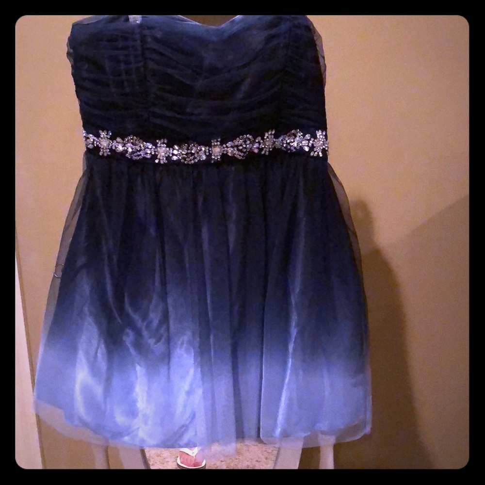 Strapless umbra navy  formal dress